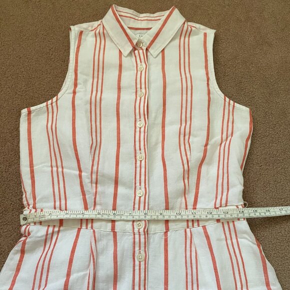 J. Crew Women's 2 Sleeveless Shirt Dress Button White Red Striped Knee Length - Picture 7 of 11